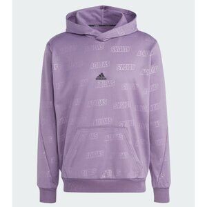 Adidas Hoodie Mens XL AOP Logo Embossed Polar Fleece Sweatshirt Shadow Violet
